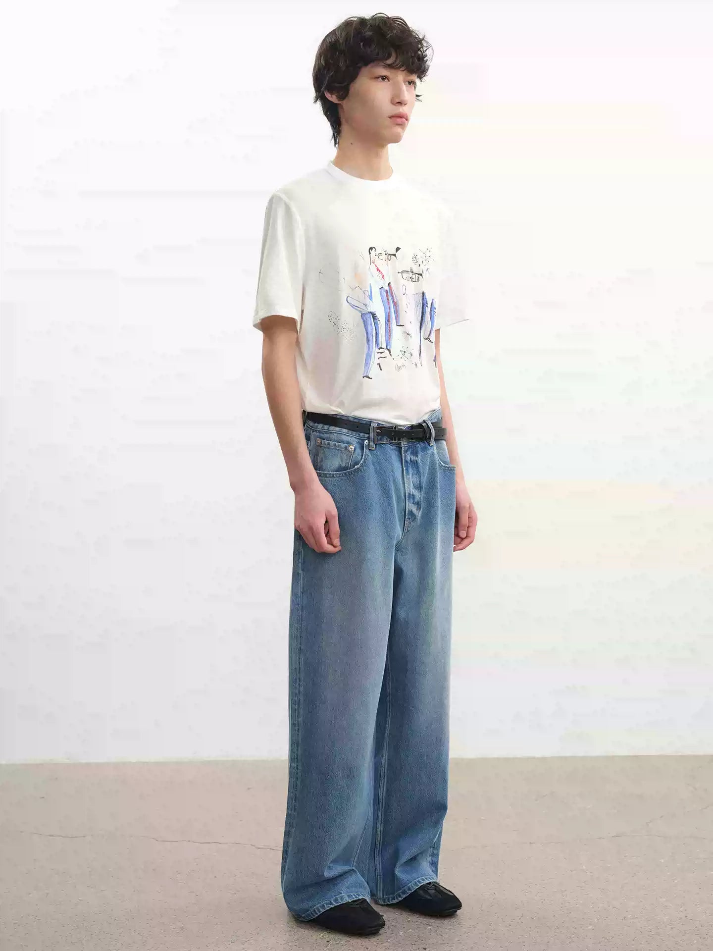 Printed Short-sleeve Tee with Tencel Wool