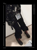 Unisex Deconstructed Black Patchwork Straight Jeans