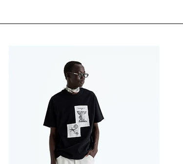 Frayed Printed Cotton Crew Neck Tee