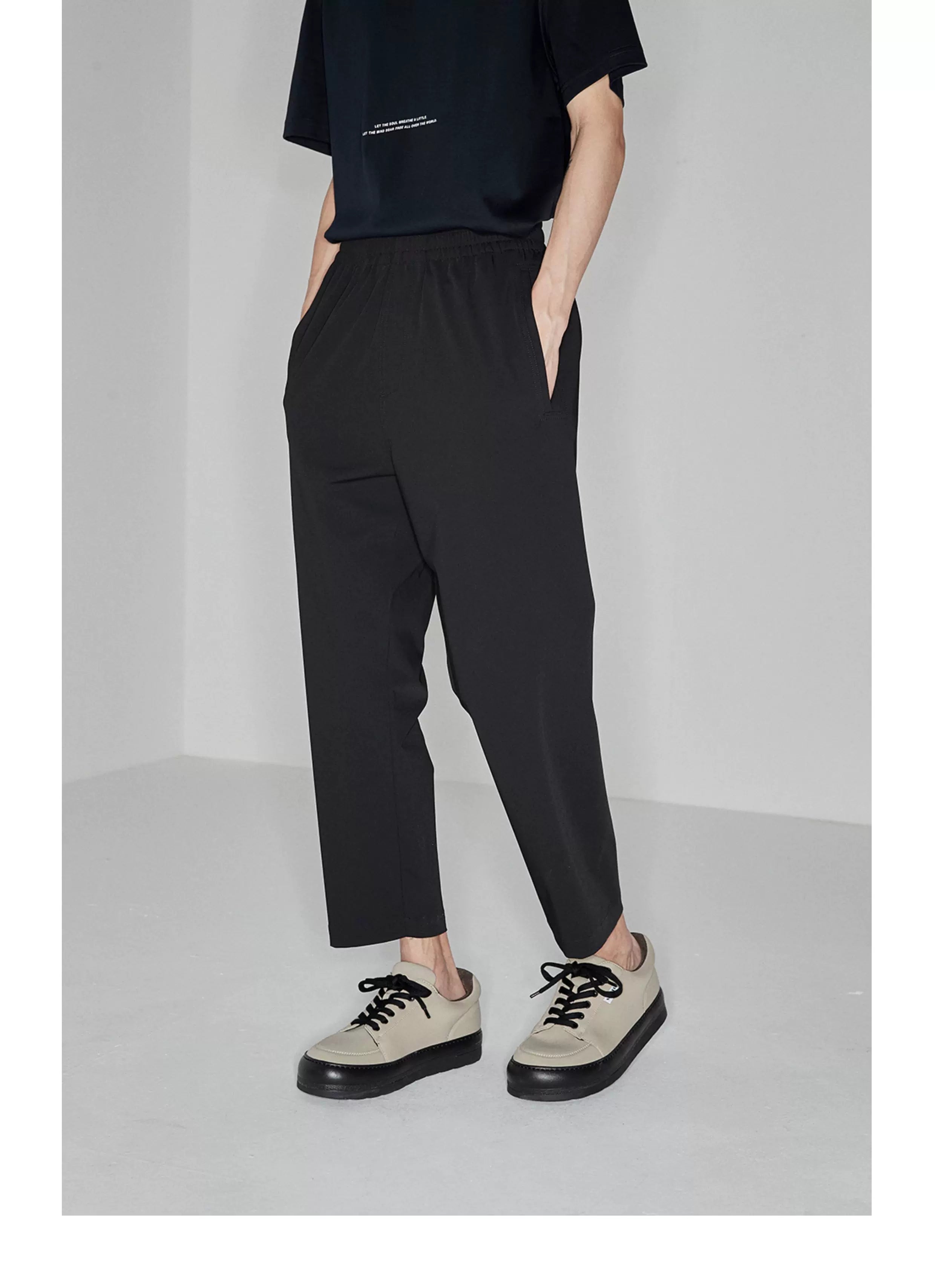 Drapey Stretchy Elastic Waist Cropped Pants