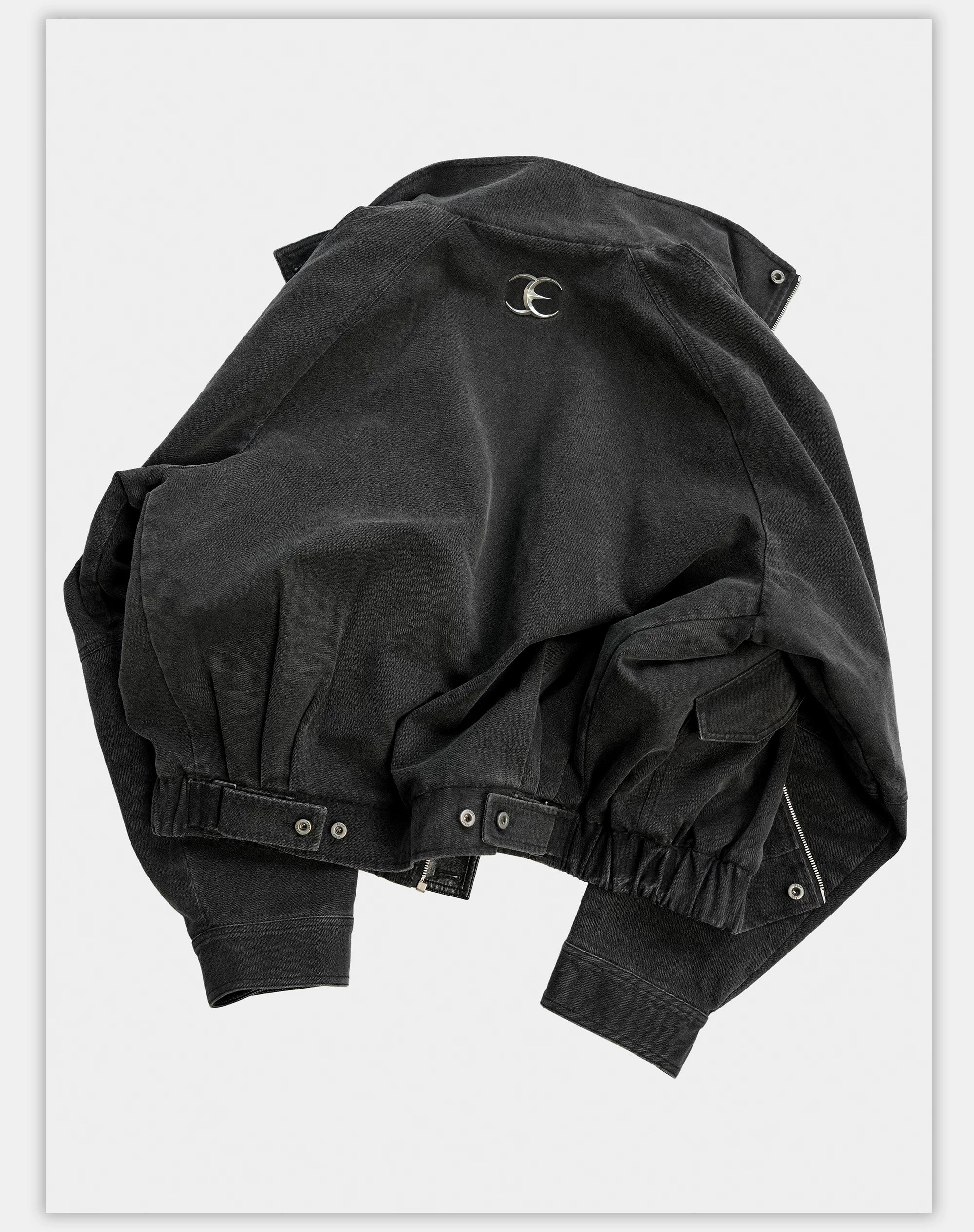 Loose Stand Collar Washed Canvas Coat