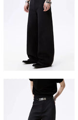 Black Straight Flared Casual Pants
