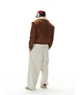 Vintage Lamb Lapel Moto Puffer Coat