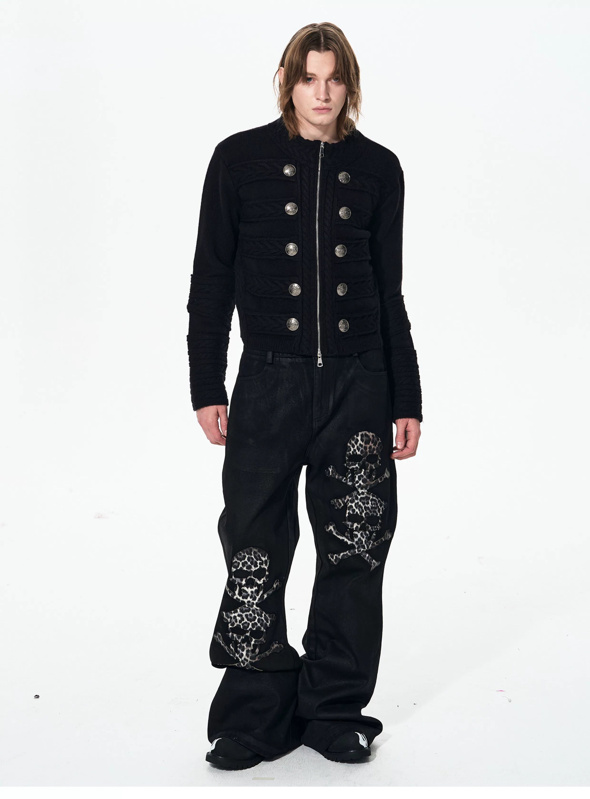 Men's Black Knit Sweater Coat