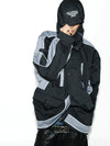 Black Patchwork Embroidered Mid-length Parka