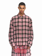 Men's Pink Plaid Flamingo Rhinestone Jacket