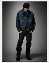 Distressed Ice Blue Ombre Denim Jacket