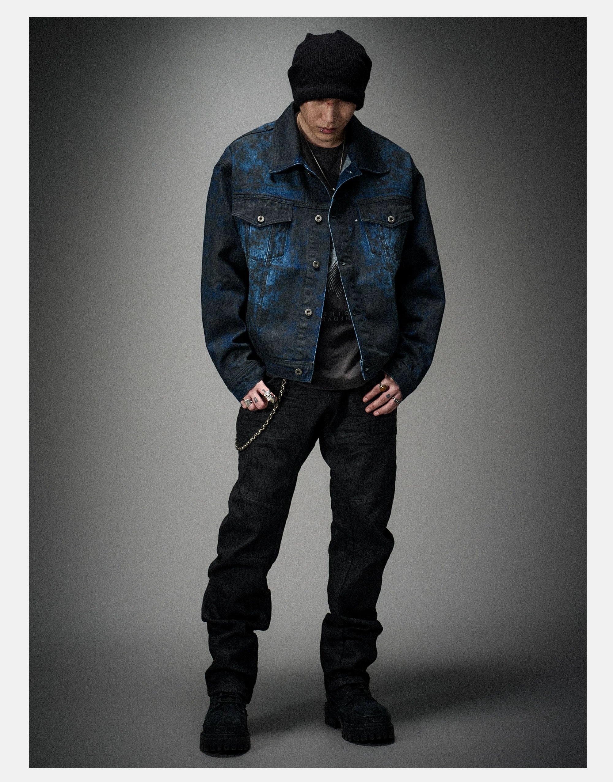 Distressed Ice Blue Ombre Denim Jacket