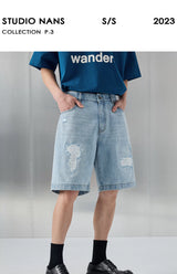 Distressed Patched Denim Pants