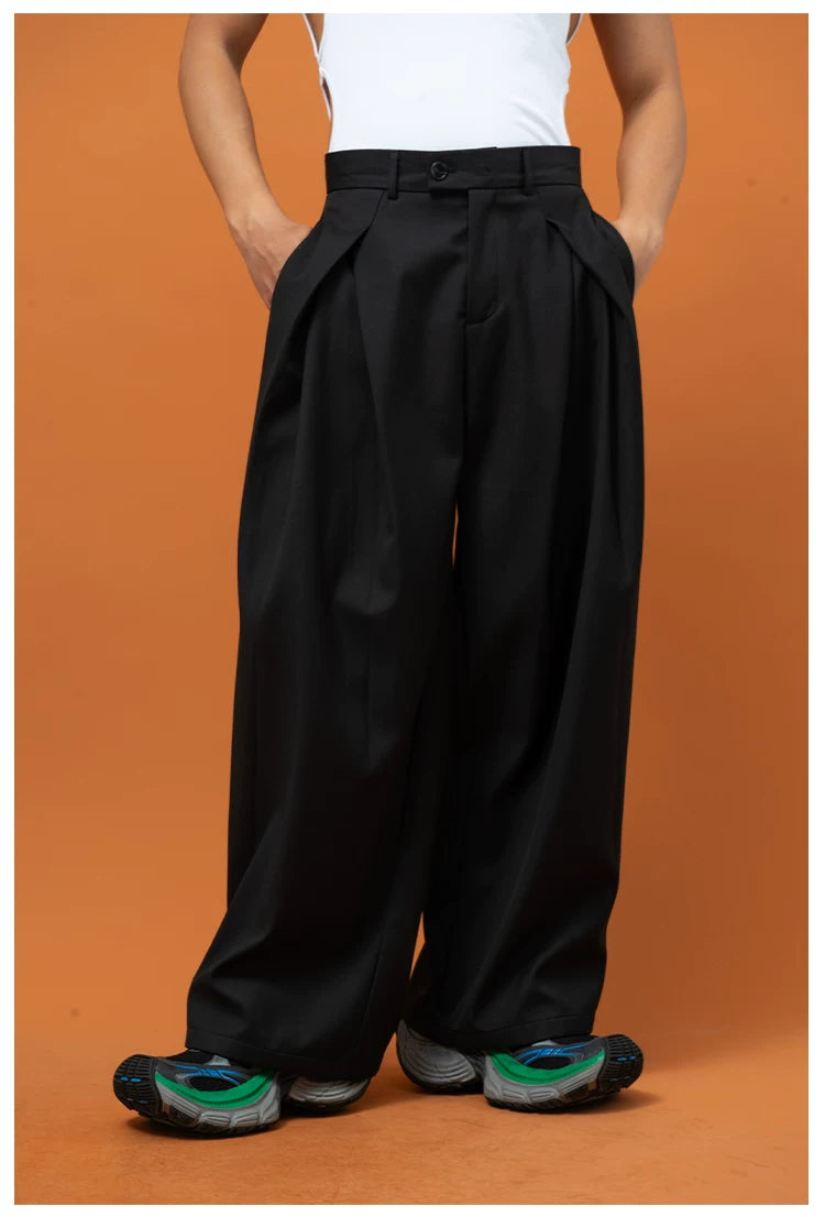 Men's Pleated Wide Leg Dress Pants