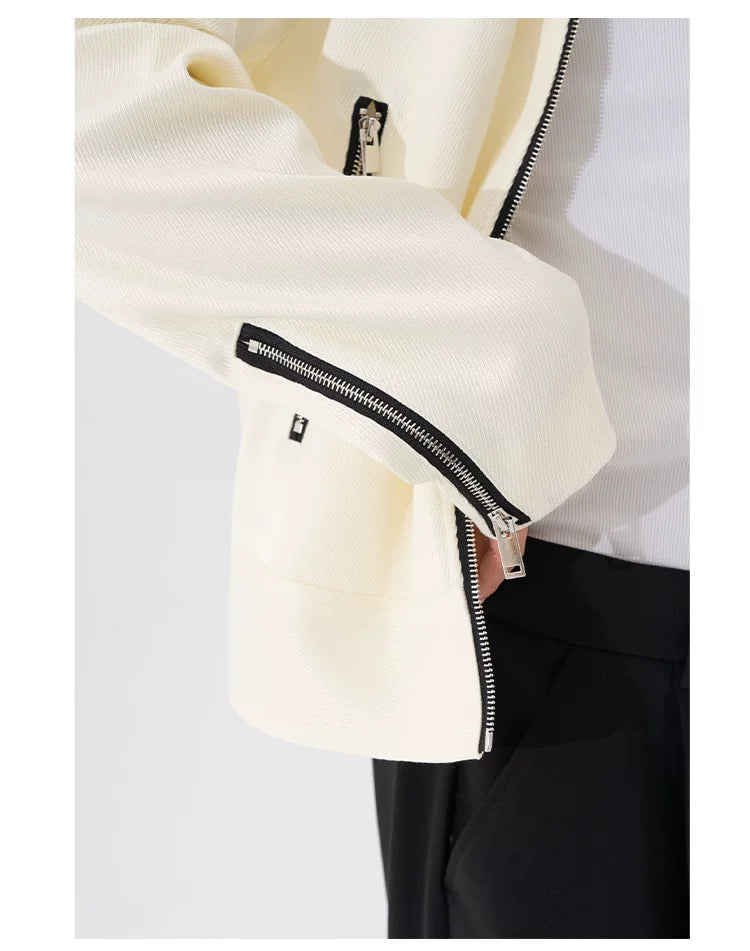 Men's Two-Tone Zip Shoulder Pad Jacket