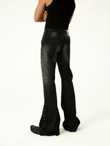 Men's Blue Black Rivet Flare Jeans