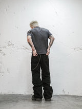 Hand Cut Distressed Pocket Print Tee