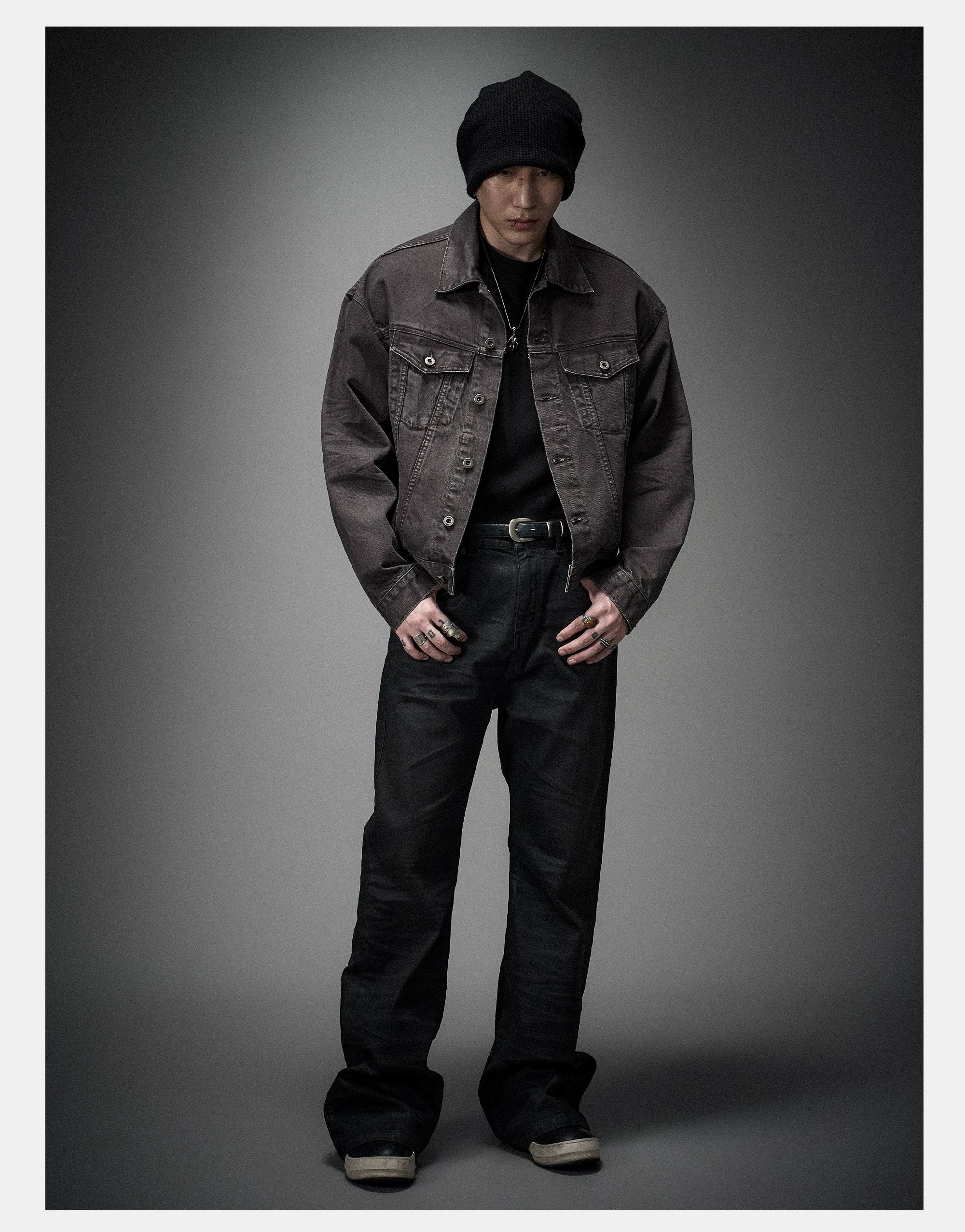 Washed Grey Boxy Denim Jacket