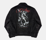 Cropped Boxy Black Vintage Printed Jacket