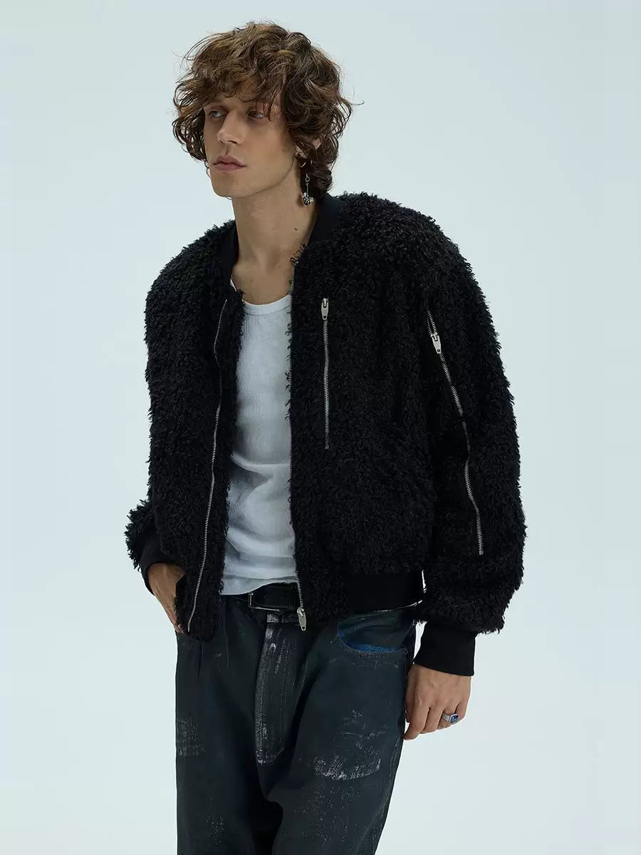 Warm Heavy Fur Bomber Puffer Coat