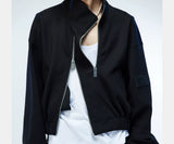 Asymmetric Zip Cropped Turtleneck Jacket