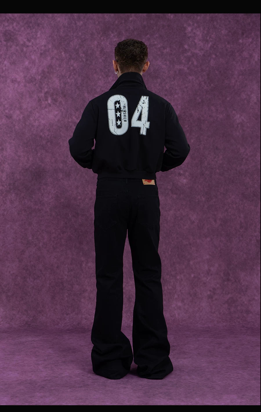 Gray Black Digital Print Zip Jacket