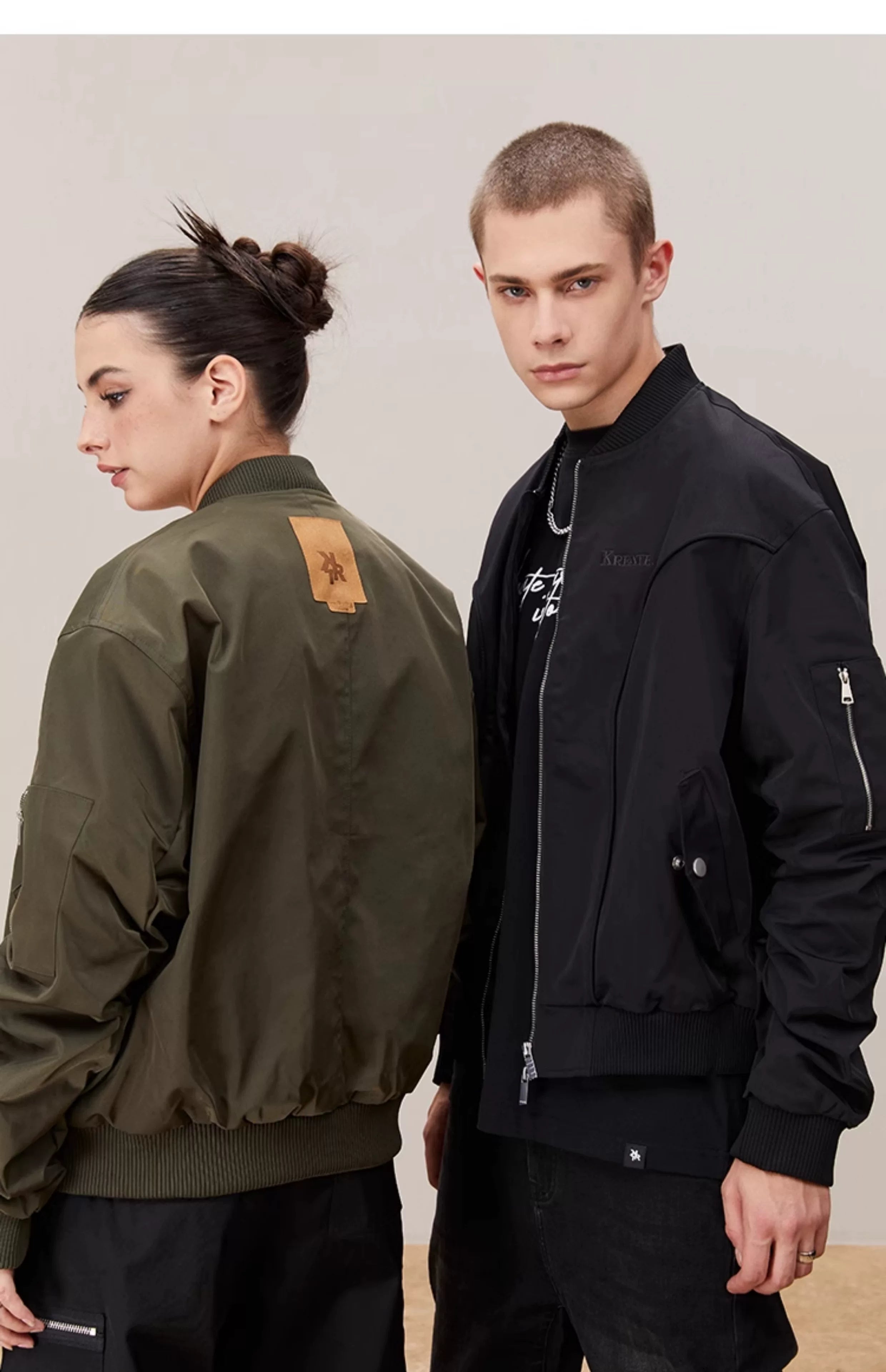 Men's Deconstructed Pleated MA1 Bomber Jacket