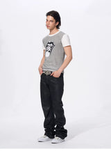 Men's Skull Print Plaid Tees