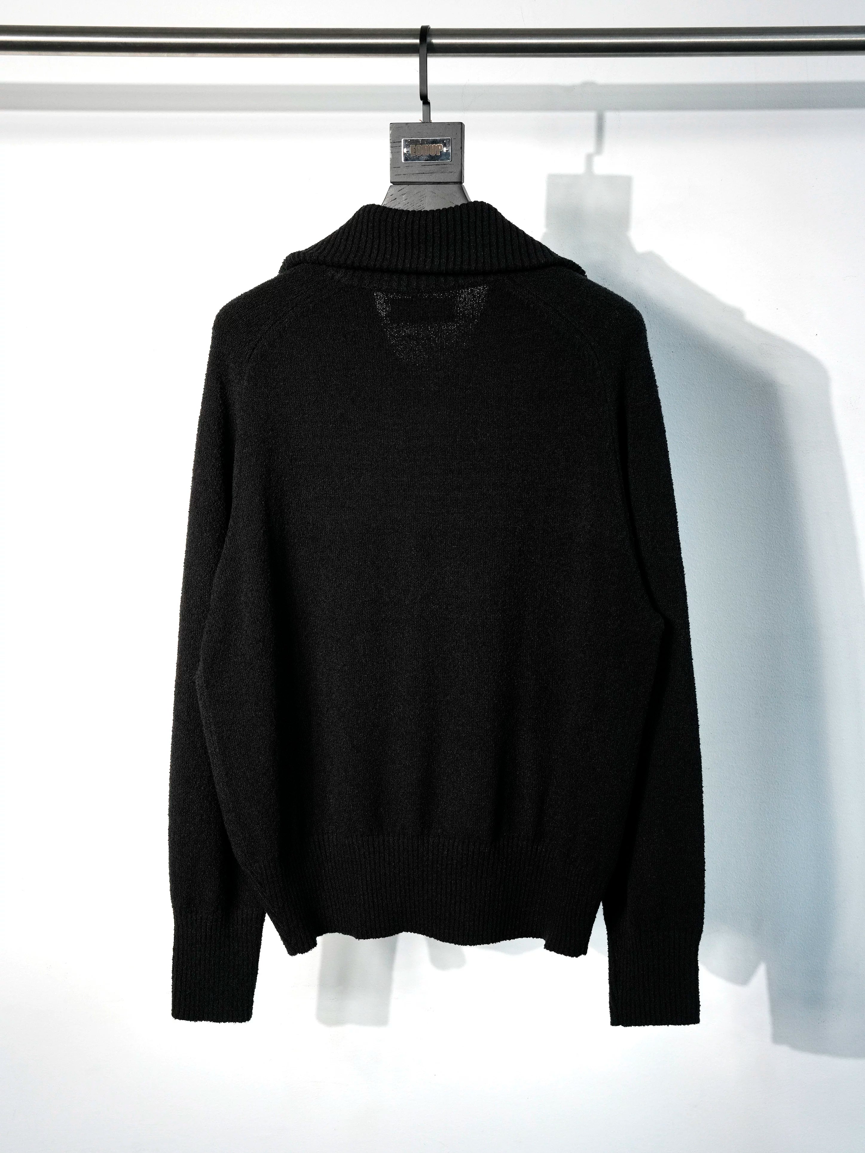 Ribbed Knit Half-Zip Long Sleeve Top