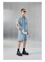 Distressed Patched Denim Pants