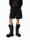 Men's Black Gray Elastic Waist Shorts