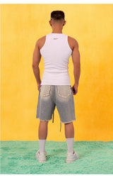 Rhinestone Ribbed Stretchy Metal Tank Tops