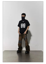 Striped Patchwork 88 Print Football Tee