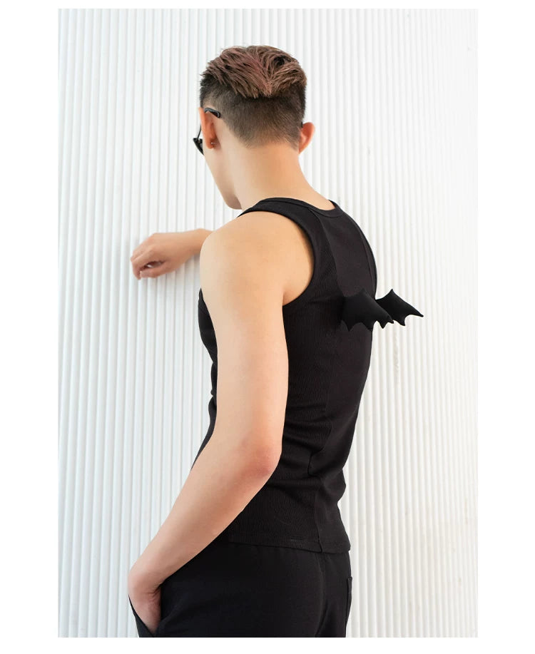Y2K Black Devil Wings Slim Tank