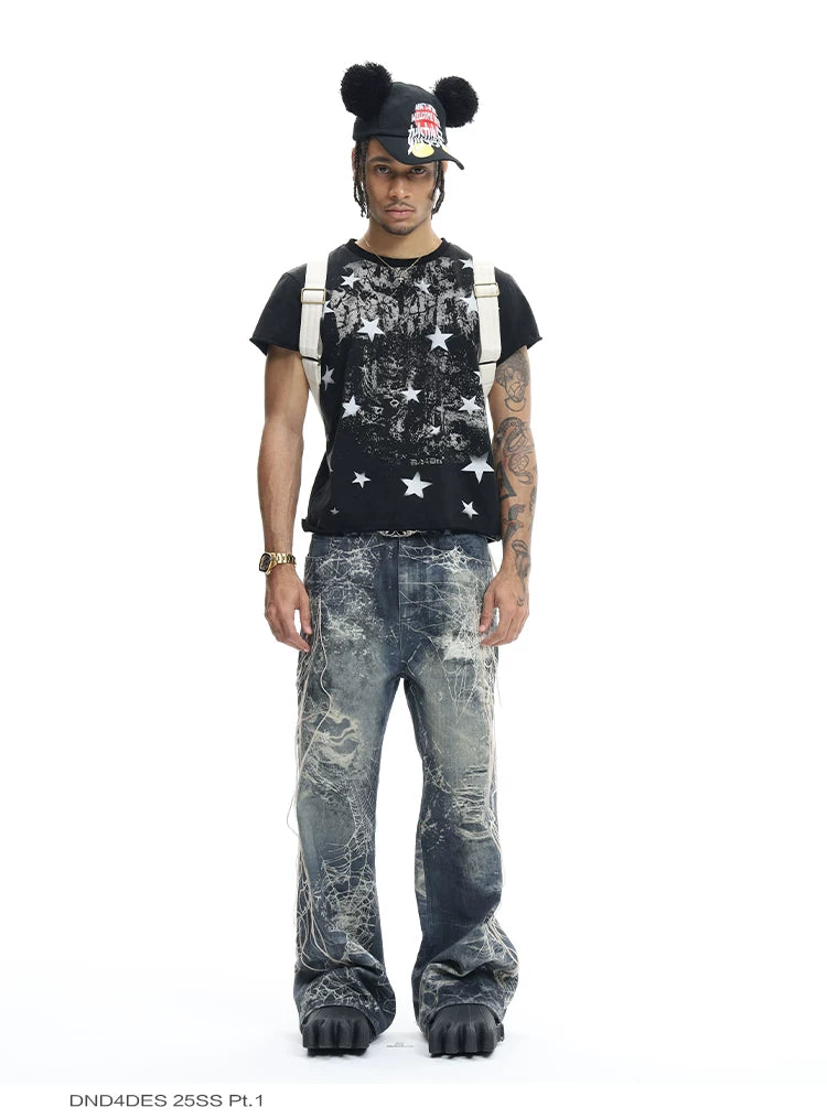 Punk Star Print Slim Cuffed Tee