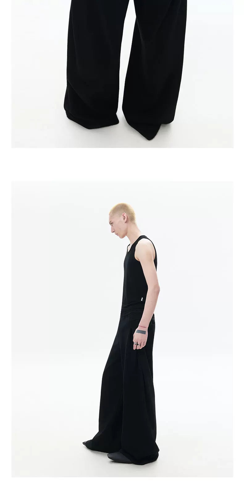 Loose Black Pleated Wide Leg Sweatpants