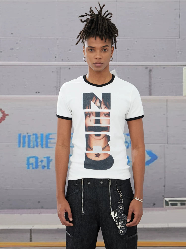 Slim Nerd Punk Portrait Print Tee