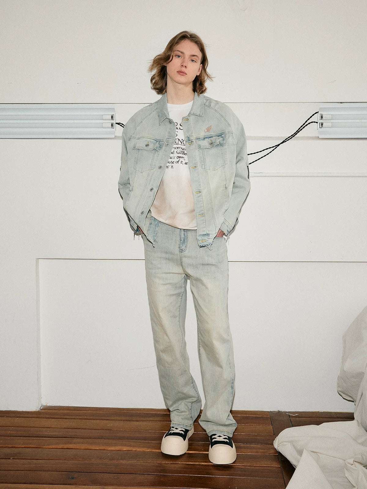 Mud Washed Distressed Denim Jacket