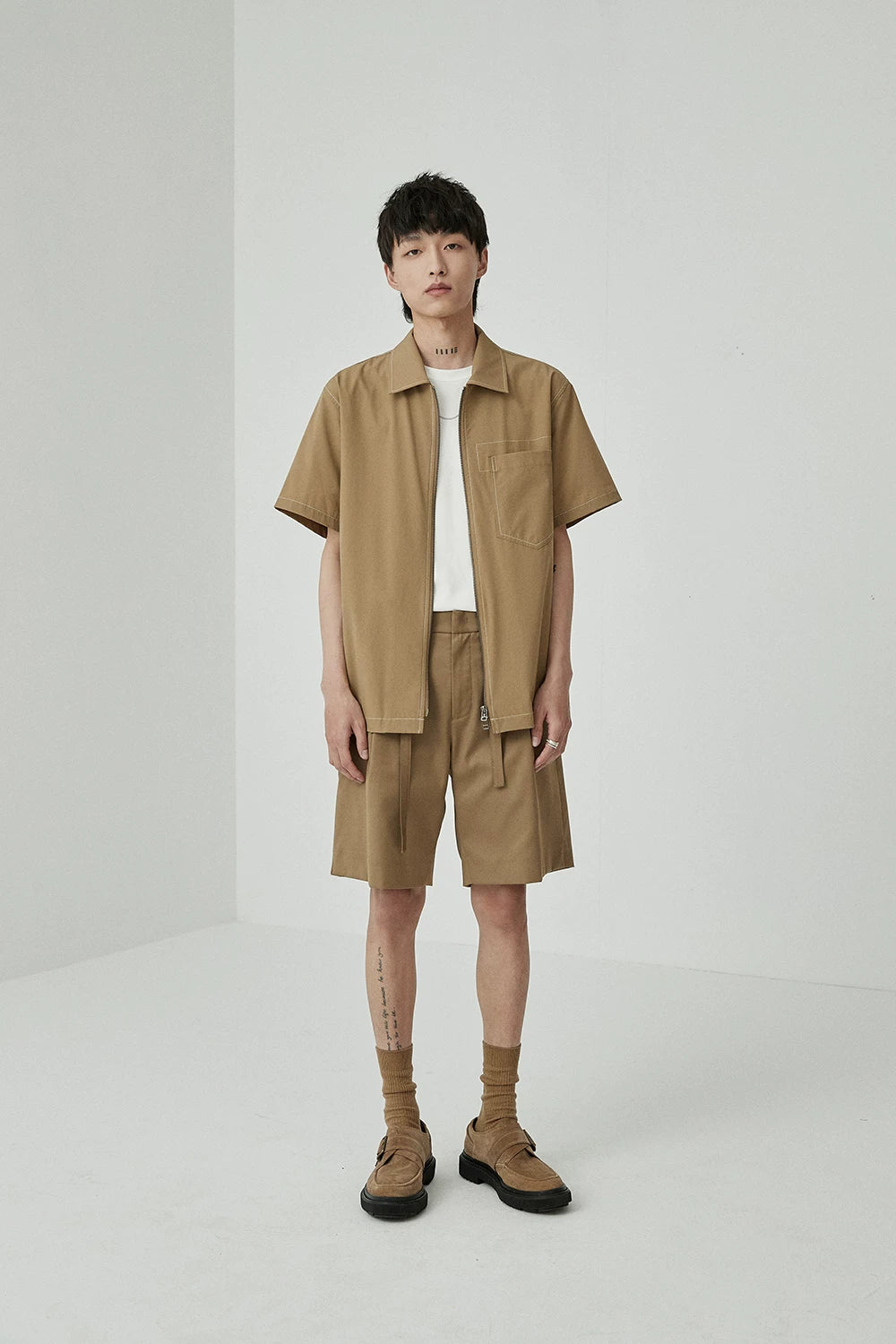 Draped Drawstring Elastic Waist Pleated Shorts