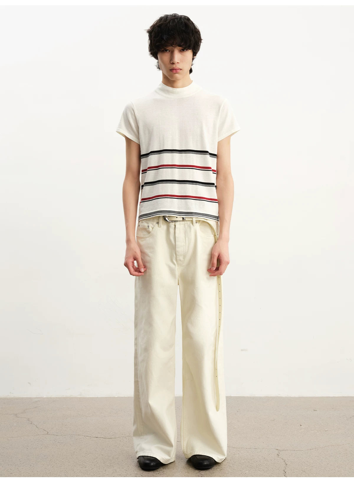 Cream Washed Straight Leg Jeans