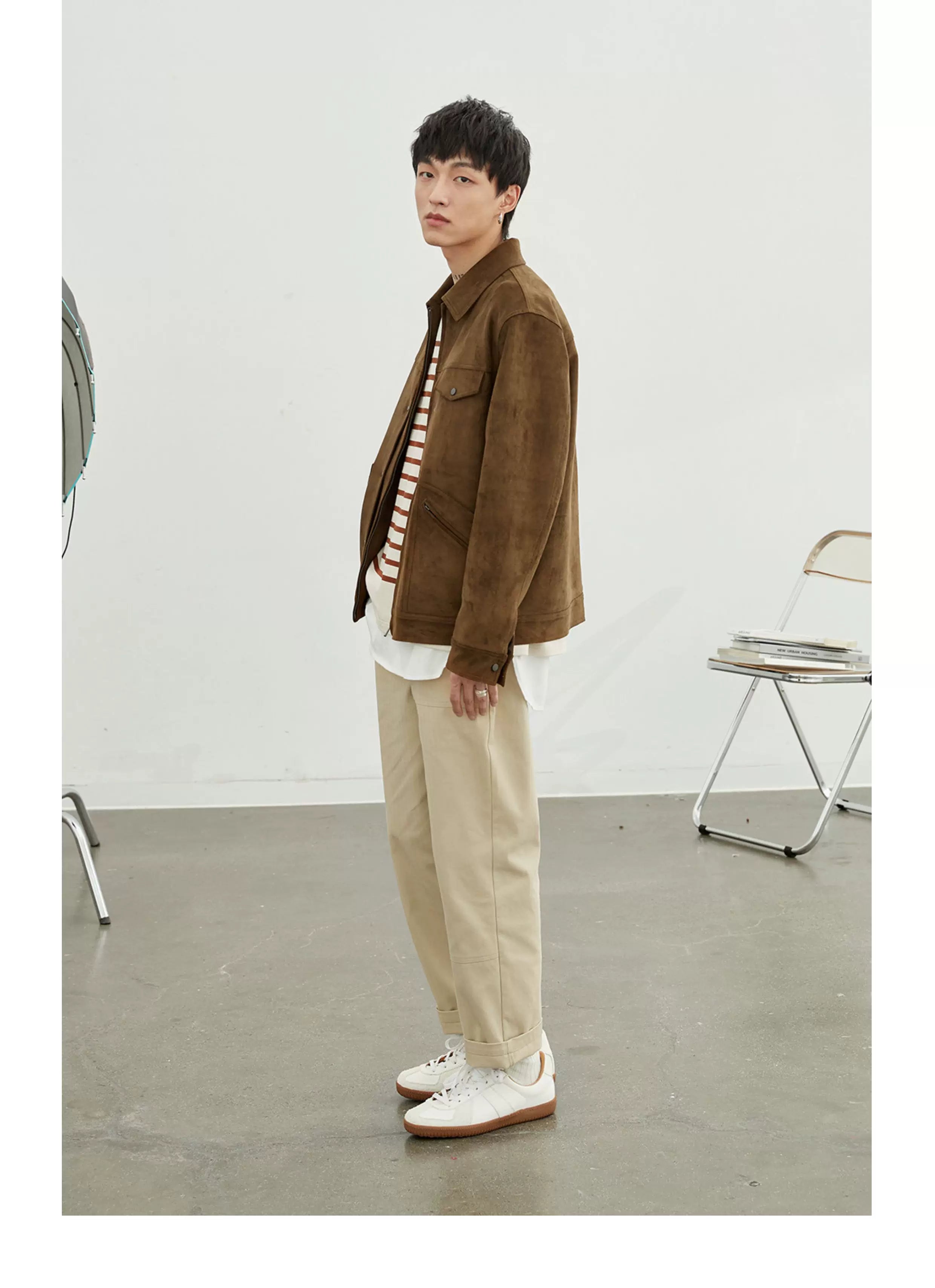 Vintage Herringbone Elastic Waist Cargo Pants
