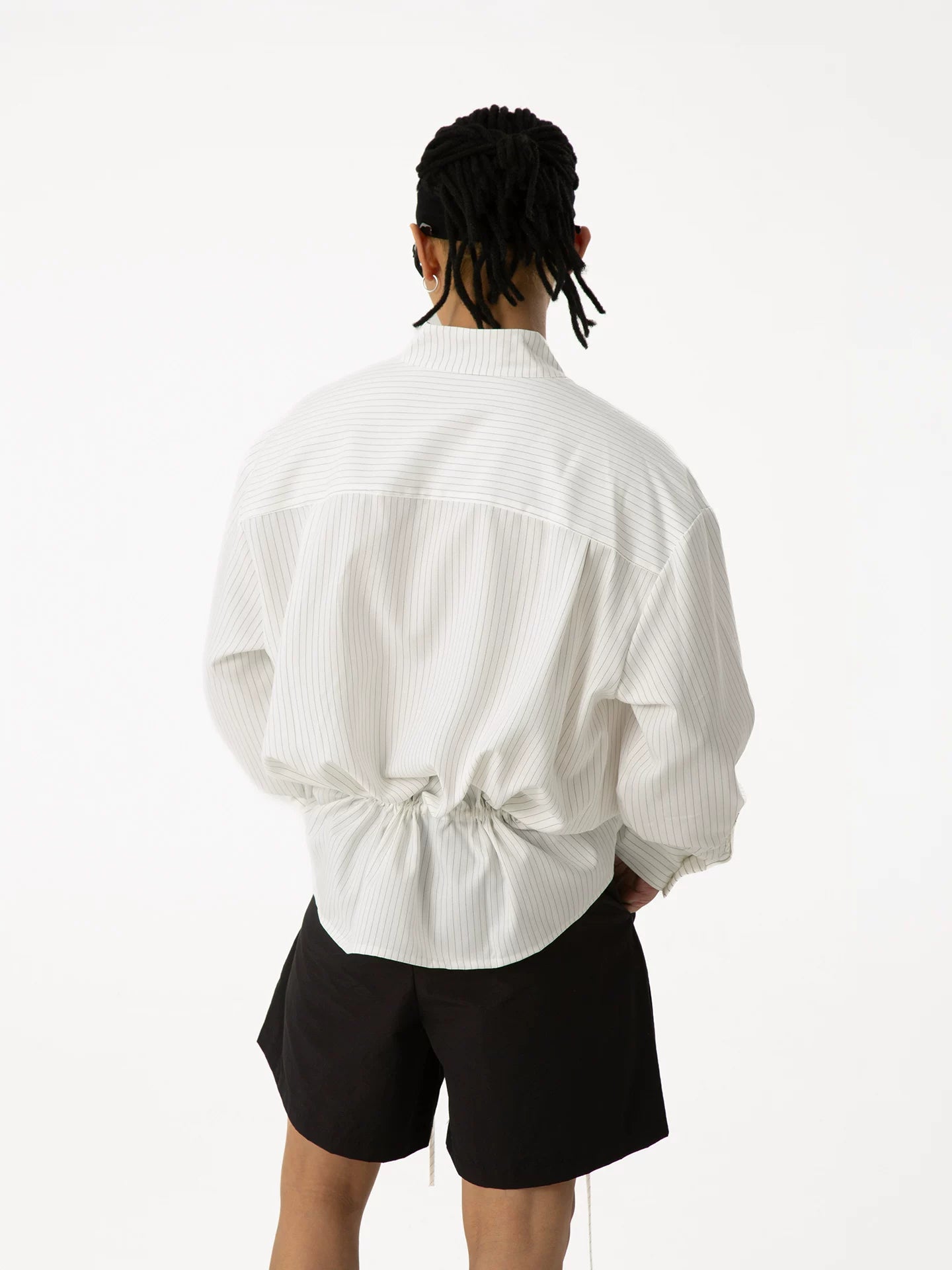 Men's White Striped Long Sleeve Shirt