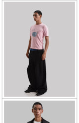 Black Patchwork Wide Leg Floor-Length Pants