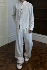 Straight Leg Drawstring Linen Tencel Pants