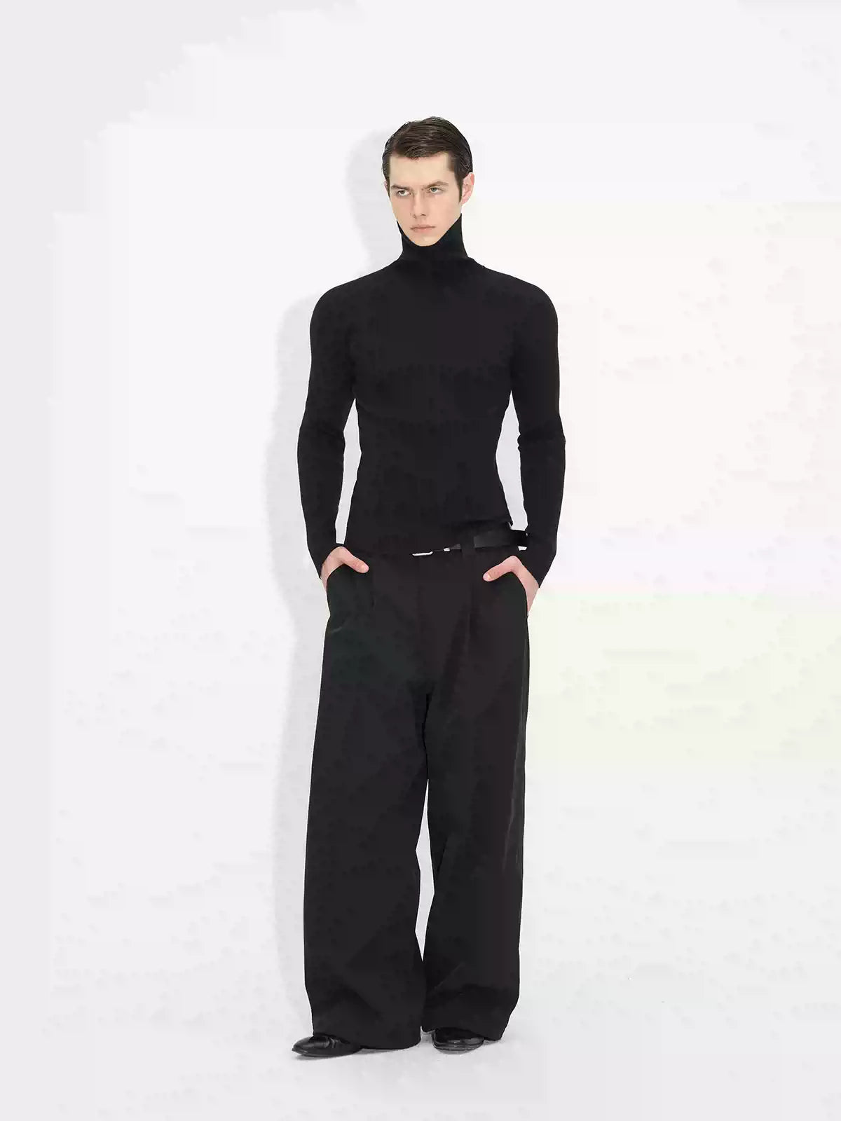 Long Sleeve Turtleneck Ribbed Knit Top