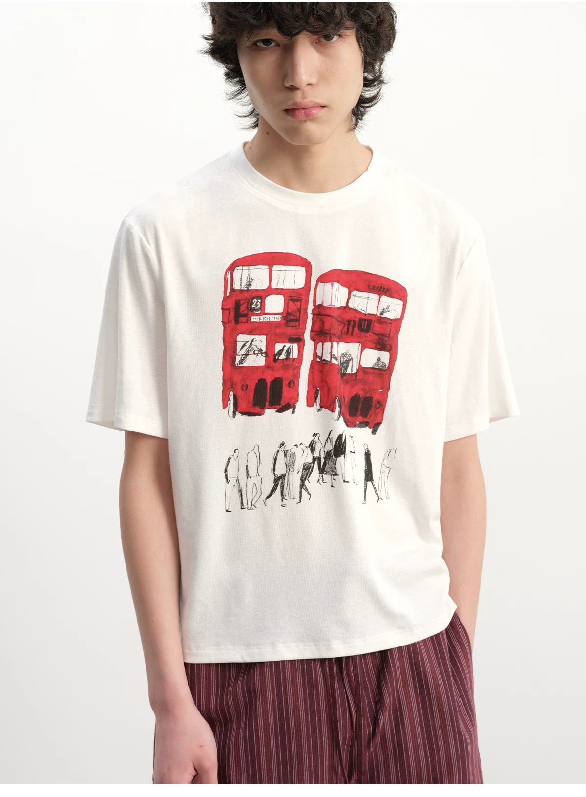 Red Bus Print Short Sleeve Tee