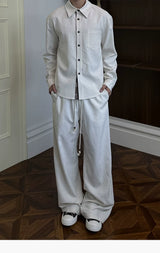 Long-sleeve Floral Color-block Tencel Linen Shirt