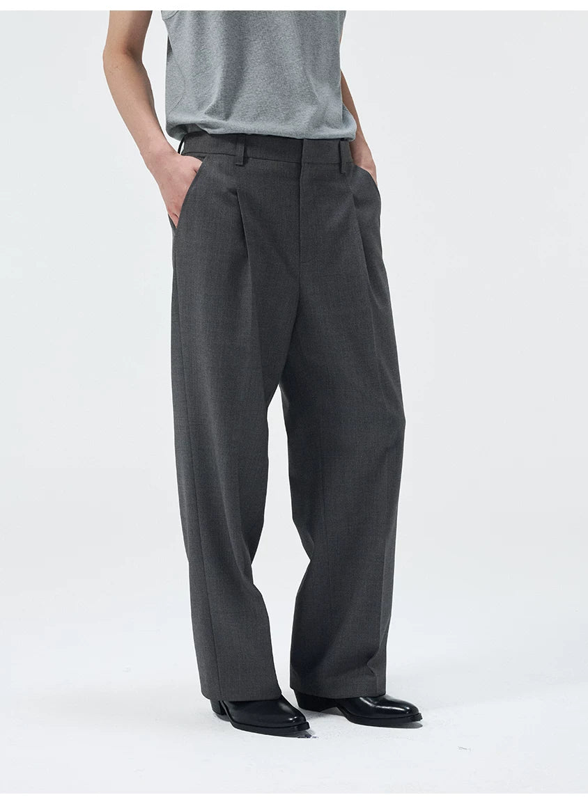 Merino Wool Pleated Elastic Waist Pants