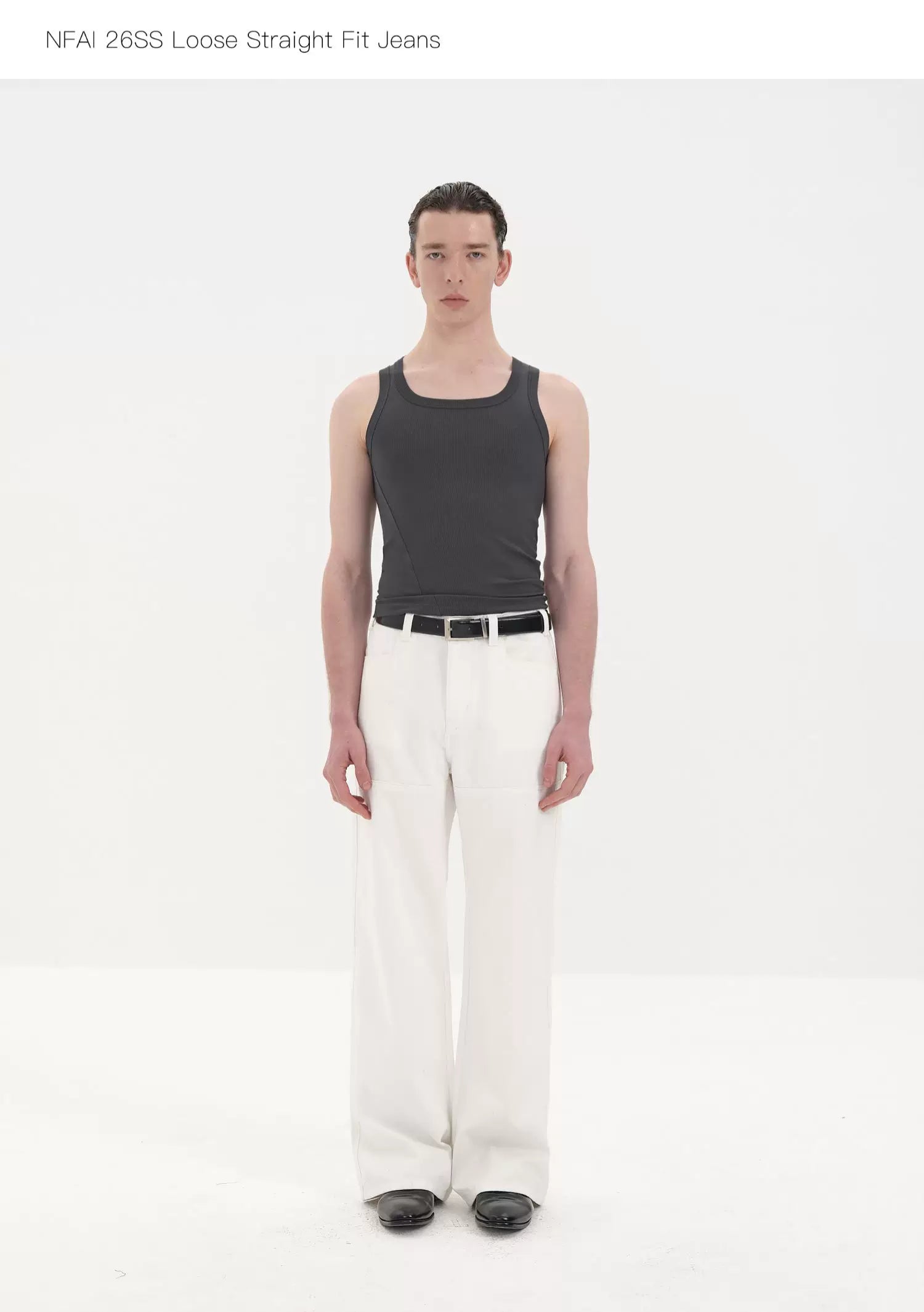 Fitted Straight Leg Patchwork Black-White-Blue Jeans