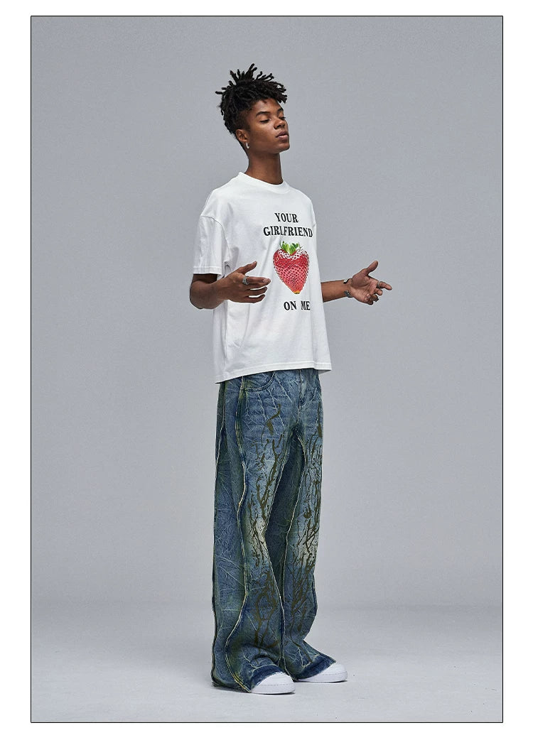 American Wide-Leg Washed Dirtyfit Jeans