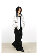 Studded Deconstructed Washed Two-tone A-line Jeans