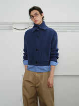 Men's High Neck Wool Cardigan