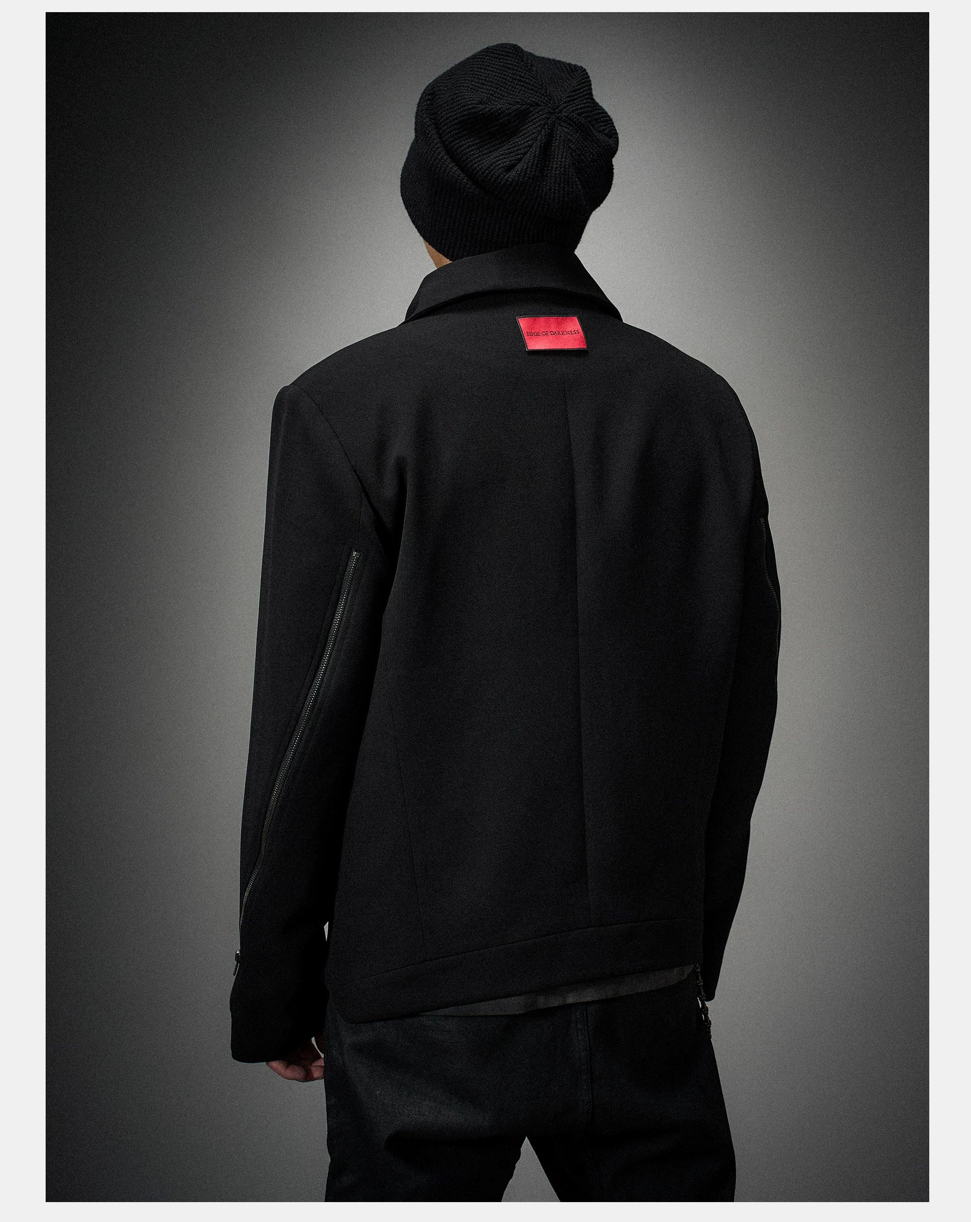 Dark Matte High Collar Zip Jacket