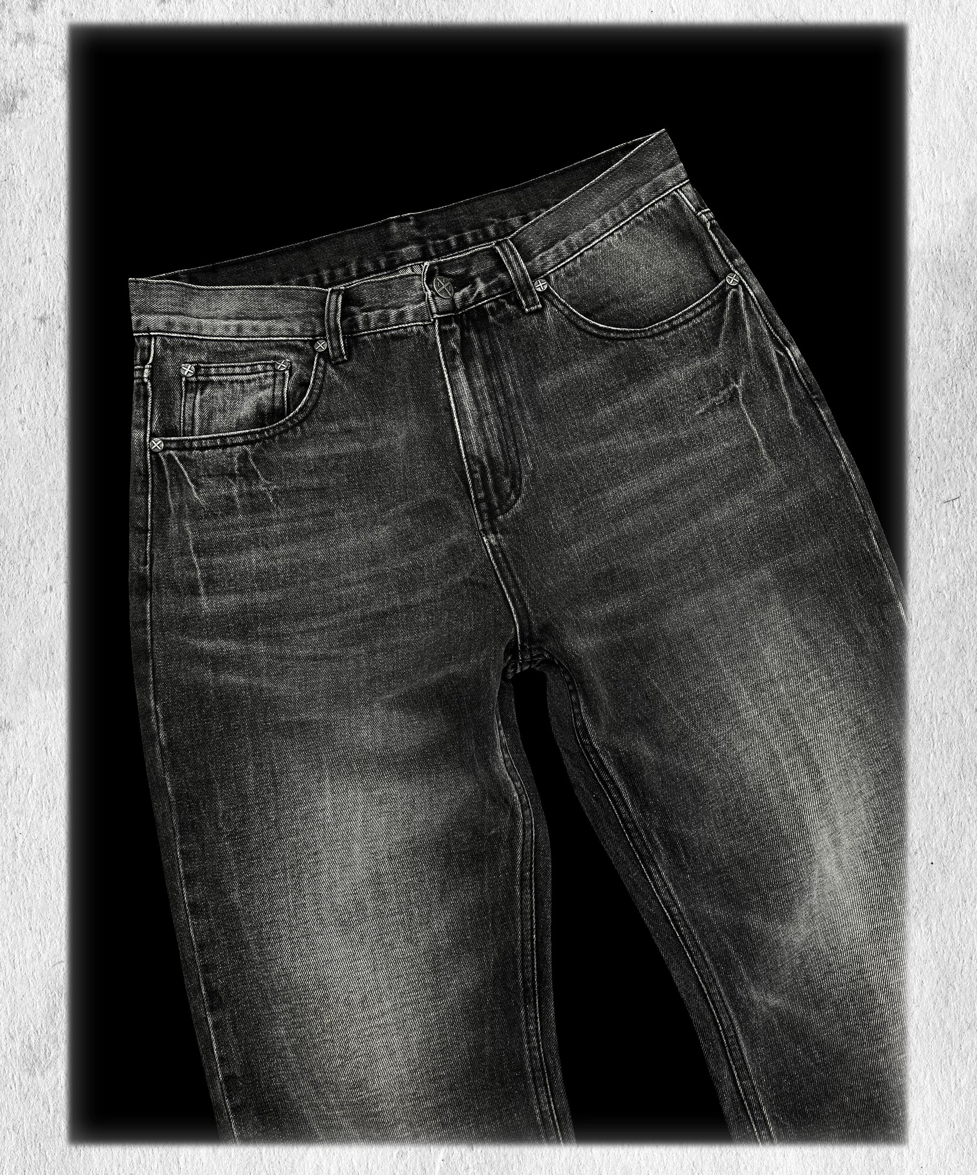 Heavy Washed Loose Flared Stacked Jeans